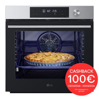 Vista frontale di Forno InstaView | 76L Classe A+ | Blue EasyClean, Air Fry, Air Sous Vide, Pizza 300°C, 15 modalità di cottura, Wi-Fi | Inox WSED7612S